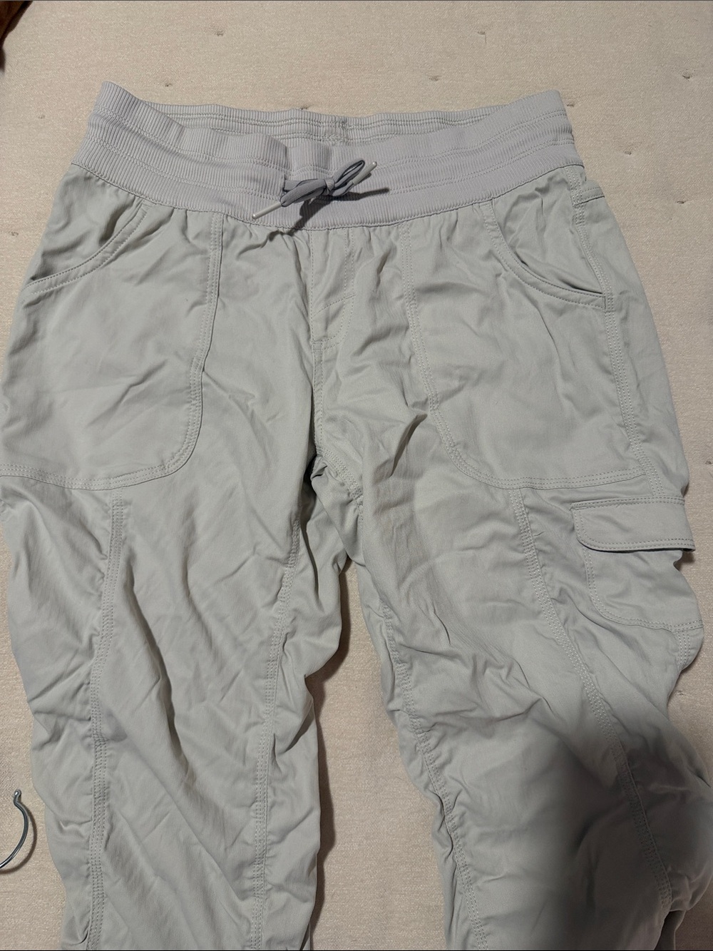 Light Gray Drawstring Cargo full length joggers